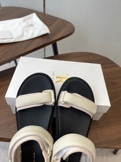 THE ROW 26S DOUBLE STRAP SANDALS IN IVORY WHITE CALFSKIN