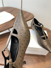 THE ROW 26S POINTED TOE T STRAP PUMPS 35MM IN BROWN CALFSKIN
