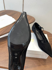 THE ROW 26S POINTED TOE T STRAP PUMPS 35MM IN BLACK SUEDE