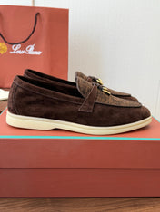 LP 26S LOAFERS IN DARK BROWN SUEDE & FABRIC GOLD HARDWARE