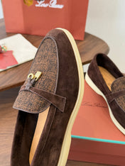 LP 26S LOAFERS IN DARK BROWN SUEDE & FABRIC GOLD HARDWARE