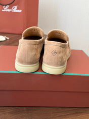 LP 26S LOAFERS IN LIGHT BROWN SUEDE & FABRIC GOLD HARDWARE