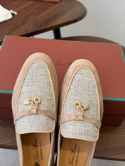 LP 26S LOAFERS IN LIGHT BROWN SUEDE & FABRIC GOLD HARDWARE