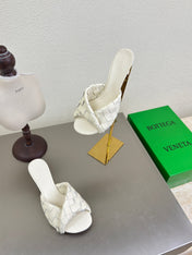 BLINK HIGH 5 CM MULE IN WHITE INTRECCIATO LEATHER