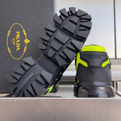 PRADA 26S CLOUDBUST THUNDER SNEAKERS 60MM IN LIME YELLOW MESH FABRIC