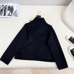 HERMES 25S DOUBLE-FACED WOOL STAND-COLLAR COAT 187