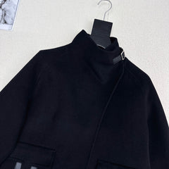 HERMES 25S DOUBLE-FACED WOOL STAND-COLLAR COAT 187