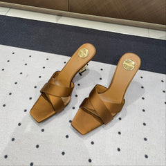 OPYUM HIGH MULES IN BROWNIE SILK