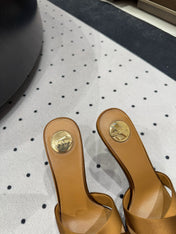 OPYUM HIGH MULES IN BROWNIE SILK