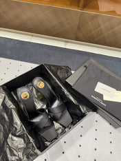 OPYUM HIGH MULES IN BLACK SILK
