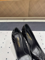 NORMA PUMPS IN BLACK CROCODILE PATTERN SHEEPSKIN