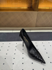 NORMA PUMPS IN BLACK CROCODILE PATTERN SHEEPSKIN