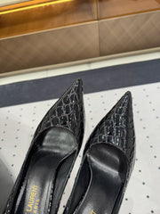 NORMA PUMPS IN BLACK CROCODILE PATTERN SHEEPSKIN