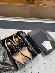 NORMA PUMPS IN BISQUE GLOSSY SHEEPSKIN