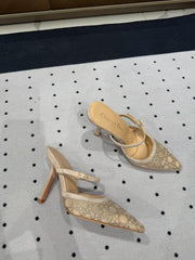 HIGH HEELS MULE IN CAMEL BEIGE LAMB SUEDE 10 CM