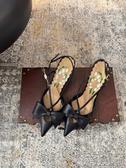 VLTN HIGH HEEL 25S 80 MM IN BLACK CALFSKIN WITH BOW