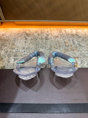 ALAIA 26S THONG SANDALS IN PASTEL BLUE SATIN AND TRANSPARENT PVC