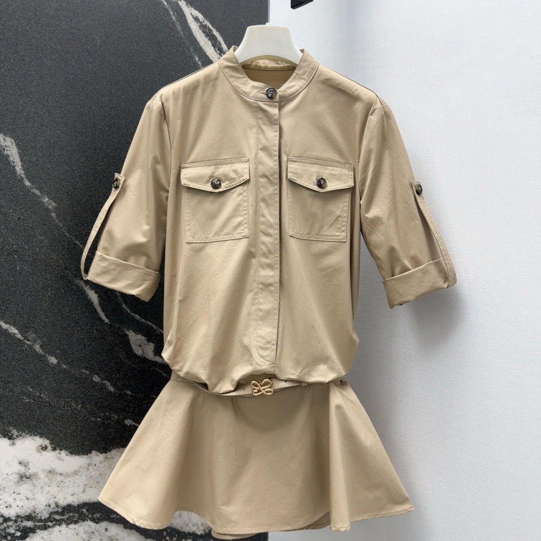 Loewe 25 Shirt Dress Beige Cotton