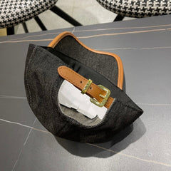 MM BASEBALL CAP IN BLACK DENIM AND CALFSKIN