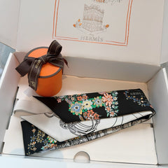 HERMES 25S SILK NECKERCHIEF 86 IN SILK 714377