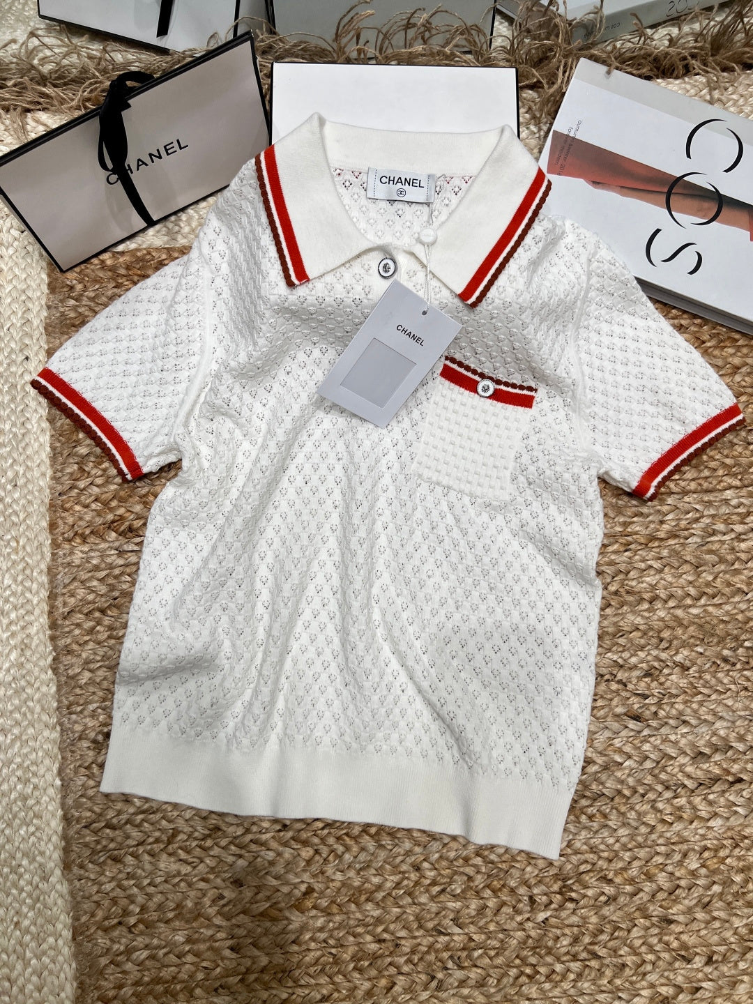 CHANEL 26S SHORT-SLEEVE KNIT POLO SHIRT 977