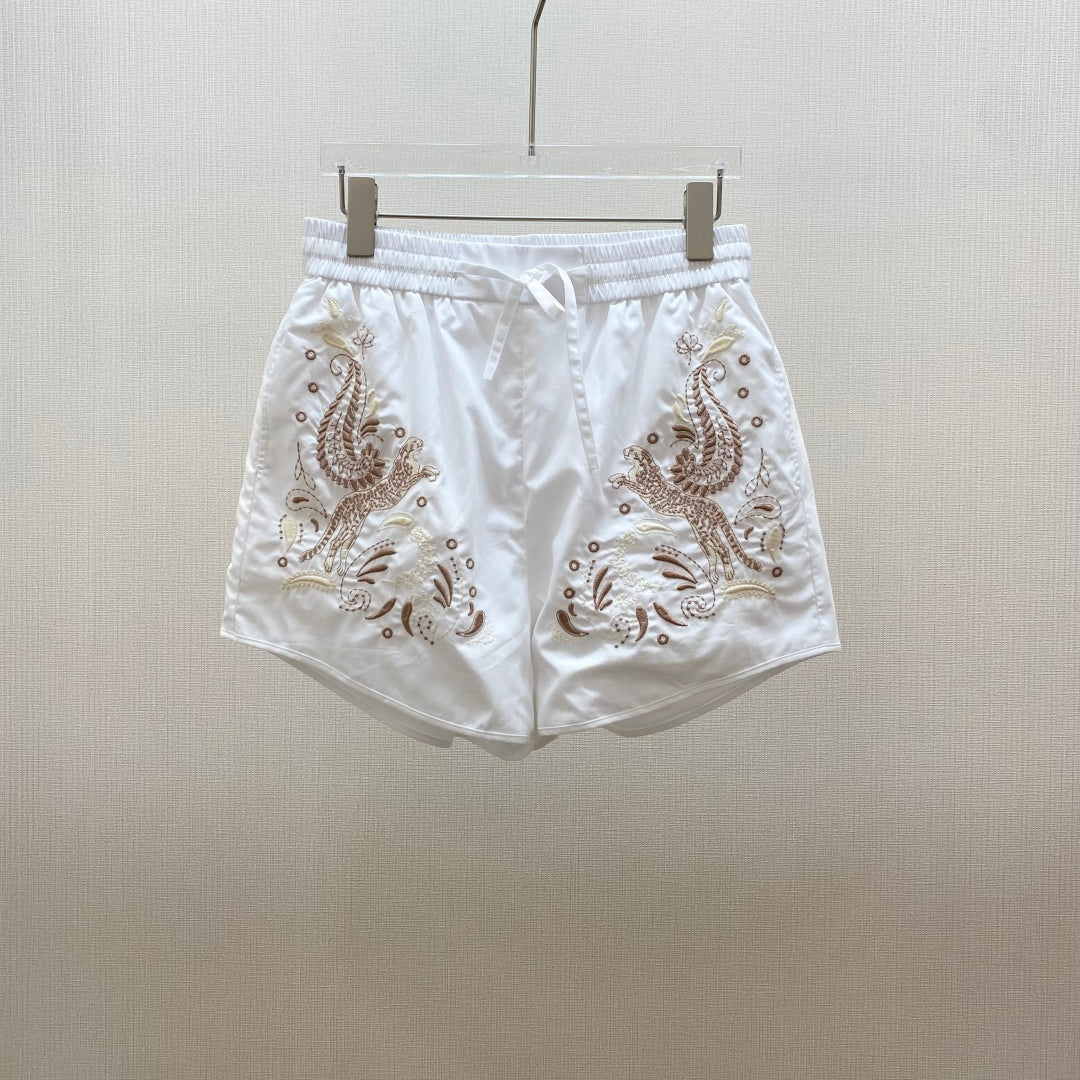 HERMES 25S EMBROIDERED SHORTS 158