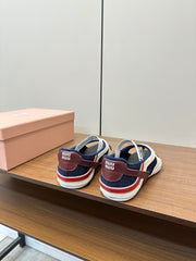 THONG SANDALS IN WHITE SUEDE MIX NAVY TECH FABRIC