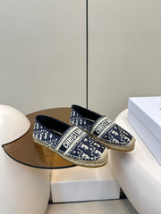 CD GRANVILLE ESPADRILLE BLUE OBLIQUE EMBROIDERED COTTON 01