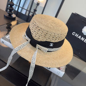 CHANEL 26S FLAT-BRIM STRAW HAT 338061