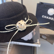 CHANEL 26S BOATER HAT WITH WHITE BOW 338035
