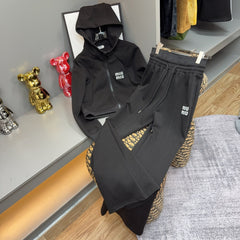 MIUMIU FLEECE TOP AND FLARED PANTS SET STYLE 217