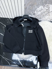 MIUMIU FLEECE TOP AND FLARED PANTS SET STYLE 217