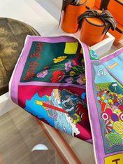 HERMES 26S PRINTED SQUARE SCARF 88 IN SILK 309943