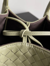 SMALL PINACOTECA REVERSIBLE TOTE BAG 24 IN MATCHA LAMBSKIN AND BROWN SUEDE