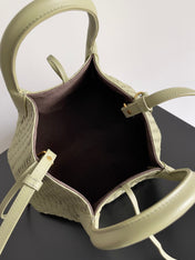 SMALL PINACOTECA REVERSIBLE TOTE BAG 24 IN MATCHA LAMBSKIN AND BROWN SUEDE