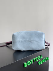 SMALL PINACOTECA REVERSIBLE TOTE BAG 24 IN MADDER BROWN LAMBSKIN AND LIGHT BLUE SUEDE