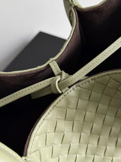 PINACOTECA REVERSIBLE TOTE BAG 43 IN MATCHA LAMBSKIN AND BROWN SUEDE