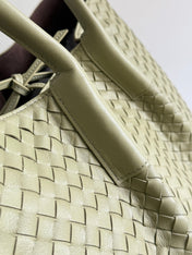 PINACOTECA REVERSIBLE TOTE BAG 43 IN MATCHA LAMBSKIN AND BROWN SUEDE