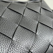 BOTTEGA VENETA 25S DIAGO 25 IN DARK OLIVE GRAY CALFSKIN SILVER HARDWARE