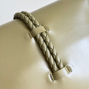 BOTTEGA VENETA 25S MEDIUM LIBERTA BAG 27 IN OLIVE GREEN CALFSKIN GOLD HARDWARE