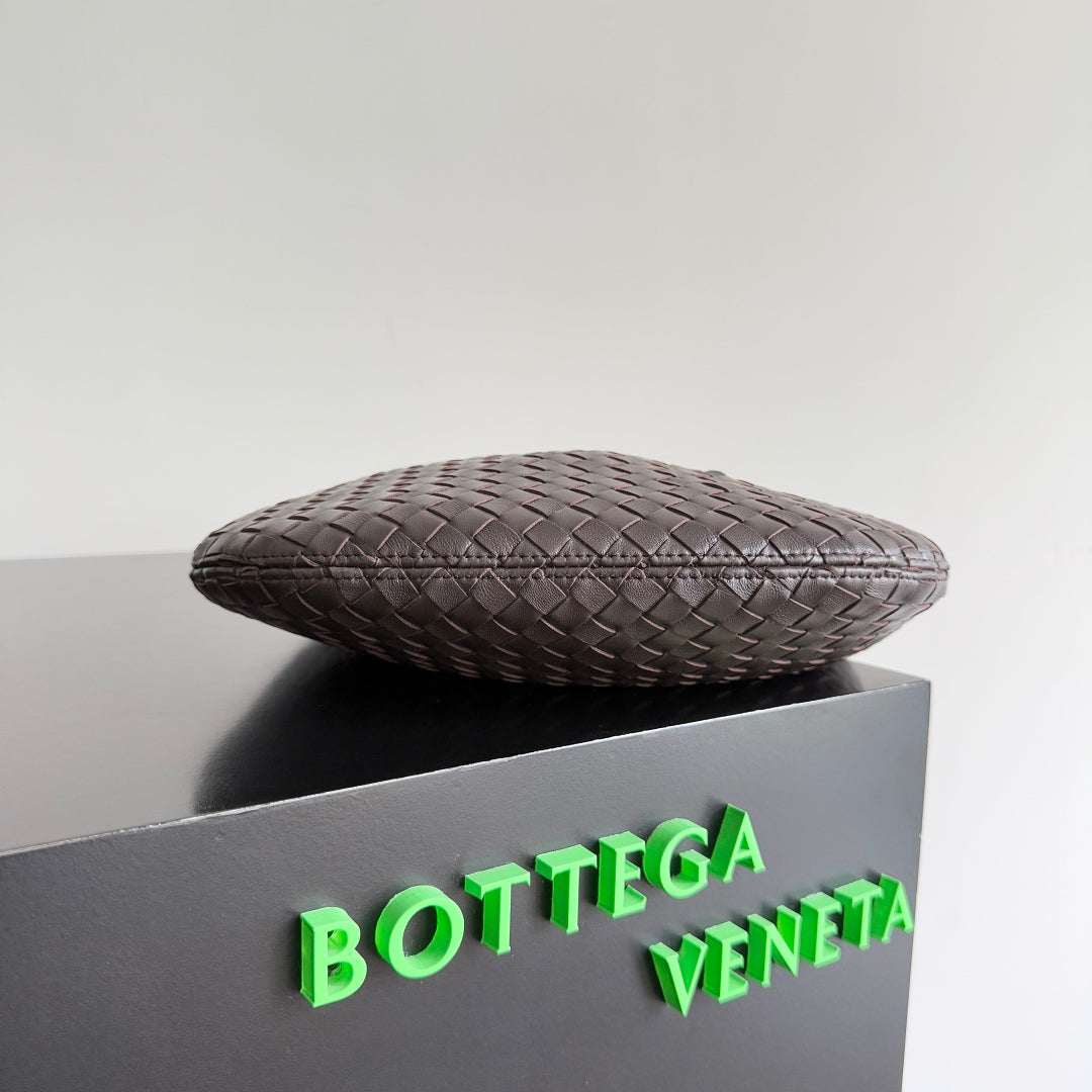 BOTTEGA VENETA 25S VENETO BAG 27 IN DARK BROWN CALFSKIN SILVER HARDWARE