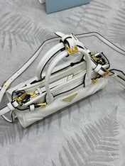 PRADA 25S BONNIE MINI HANDBAG 23 IN WHITE CALFSKIN GOLD HARDWARE