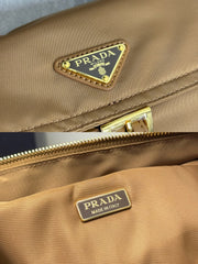 PRADA 25S EXPLORE LARGE SHOULDER BAG 30 IN CARAMEL RE-NYLON WITH FLAP