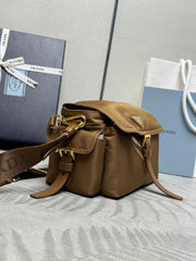 PRADA 25S EXPLORE LARGE SHOULDER BAG 30 IN CARAMEL RE-NYLON WITH FLAP