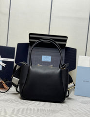 PRADA 25S SMALL BAG 23 IN BLACK CALFSKIN GOLD HARDWARE