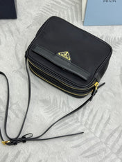 PRADA 25S RE-EDITION 1978 MINI 21 IN BLACK NYLON AND SAFFIANO CALFSKIN