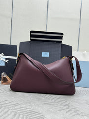 PRADA 25S AIMEE MEDIUM SHOULDER BAG 39 IN BURGUNDY CALFSKIN