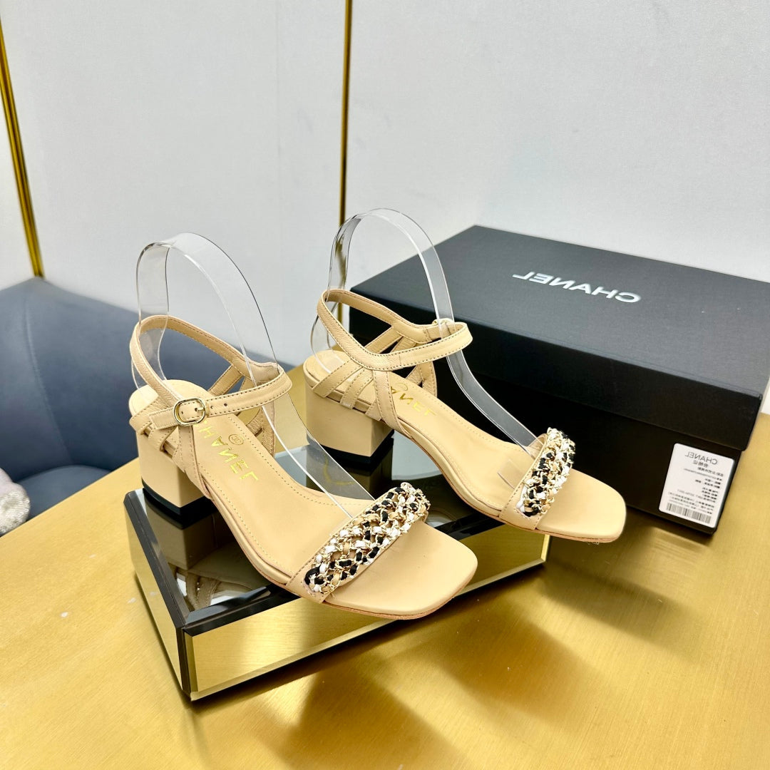 CC HIGH SANDAL 25S IN BEIGE CALFSKIN