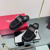 SLIDY VIV' MULES IN BLACK SUEDE