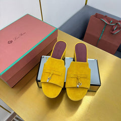 LP BLOCK HEEL SANDALS 25S IN DARK YELLOW SUEDE